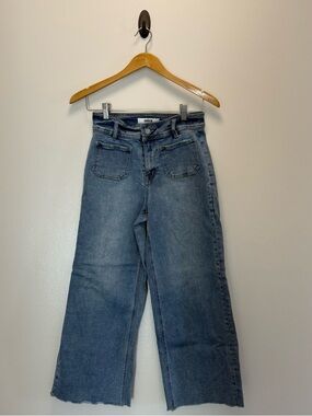 High-Rise Wide-Leg Ankle Jeans in Blue